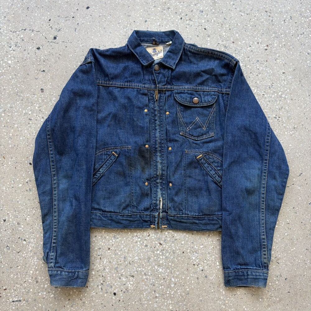 Vintage 60s Wrangler Blue Bell Dark Zip Up Denim Jacket